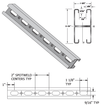 H-132-OSA 12 Gauge Back to Back Welded Channel